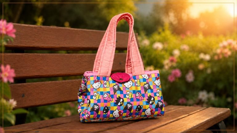 Lancheira Origami de Patchwork com Tecido Hello Kitty and Friends