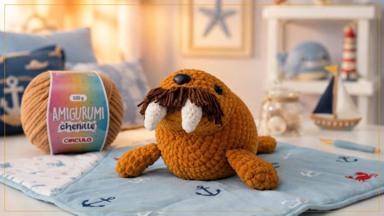Léo, o Leão-Marinho: Amigurumi Fofinho com Textura de Pelúcia