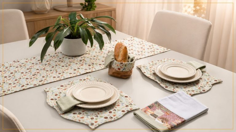 Mesa Posta Momento Café: Cinco Peças de Patchwork para o Café da Manhã