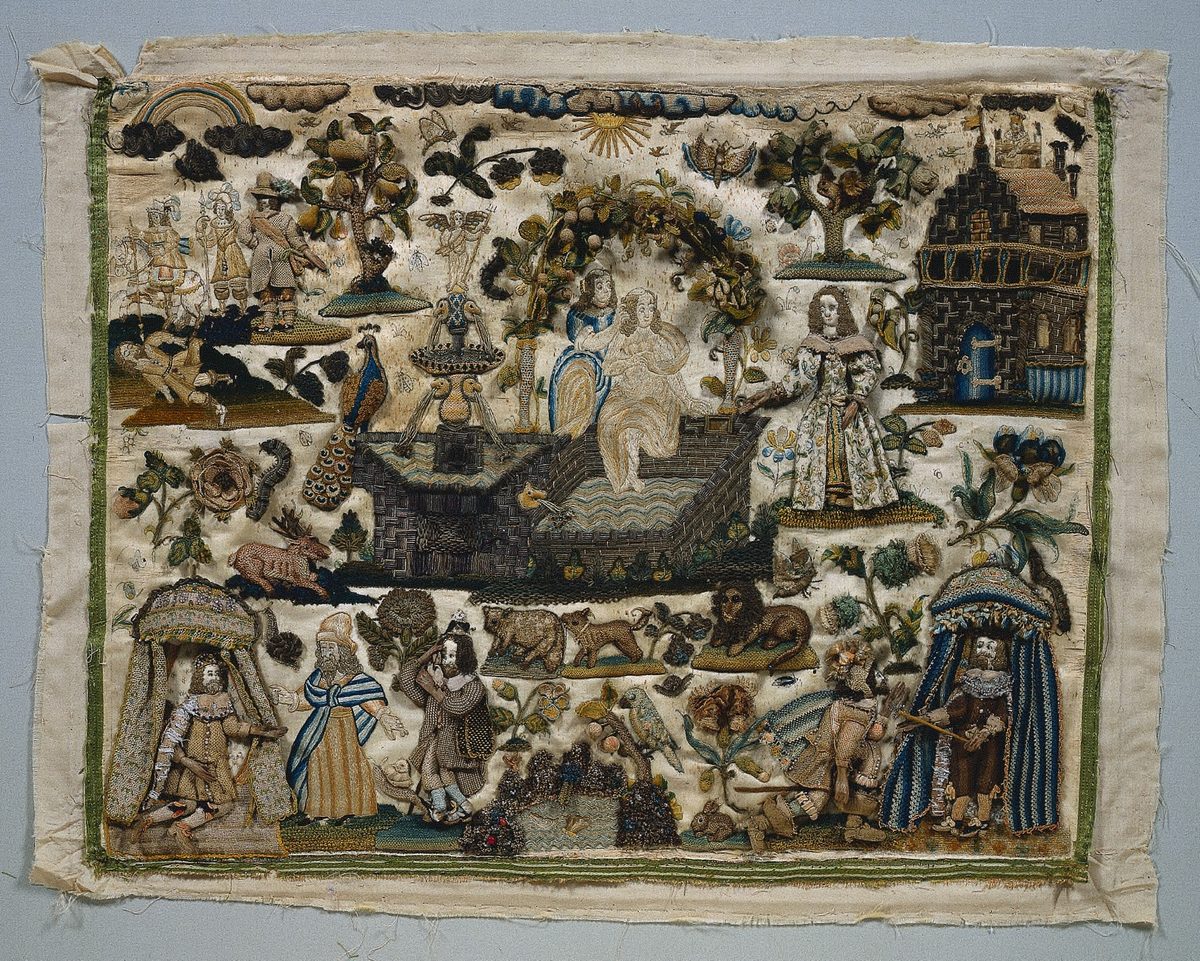 Stumpwork Panel: Story of David and Bathsheba, 1658. England. Cleveland Museum of Art, CC0