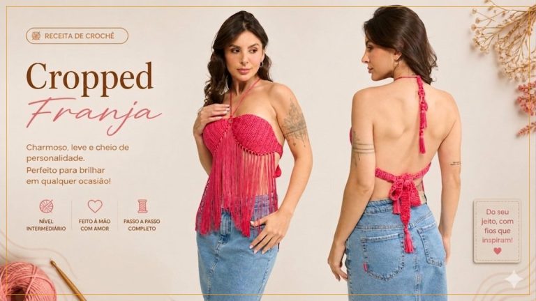 Top Tulipa com Linha Encanto – Cropped Boho com Franjas e Tasseis