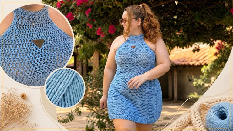 Vestido Halter Neck com Ateliê Natureza – Tubinho Elegante de Crochê