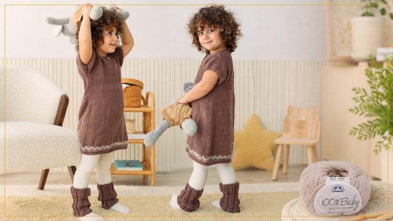 Vestido Lottie de Tricô Infantil com Lã DMC 100% Baby – Receita com Gráfico