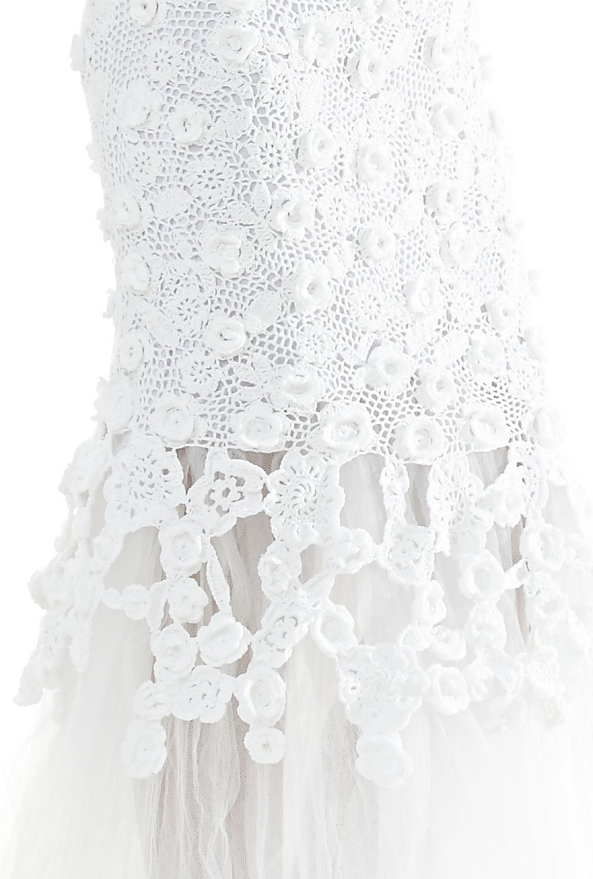 Vestido de Noiva de Crochê - detalhe das flores e da rede de ponto alto