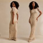 Vestido Serena de crochê longo feito com Linha Queen Duplo Círculo na cor off-white