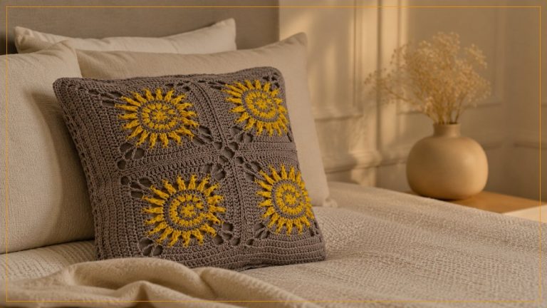 Almofada Solar de Crochê com Barbante Barroco Maxcolor – Receita com Gráfico