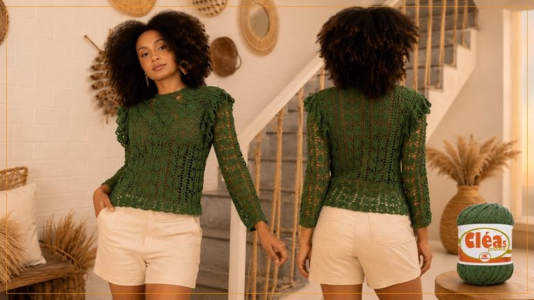 Blusa de Crochê com Linha Cléa 5 – Receita com Gráfico