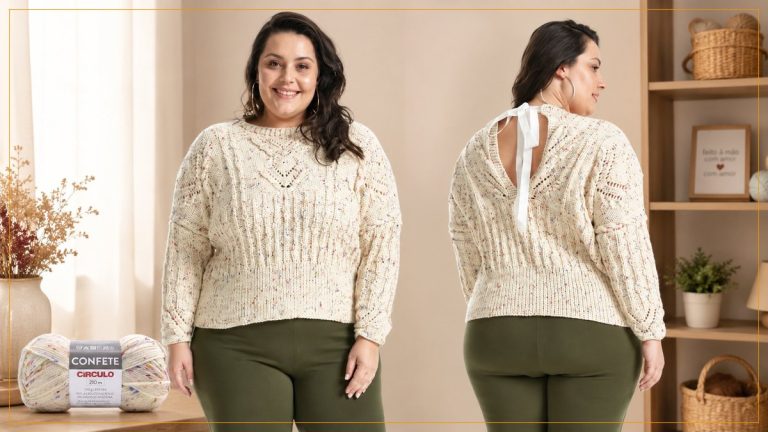 Blusa Decote nas Costas de Tricô com Fio Confete Círculo – Receita