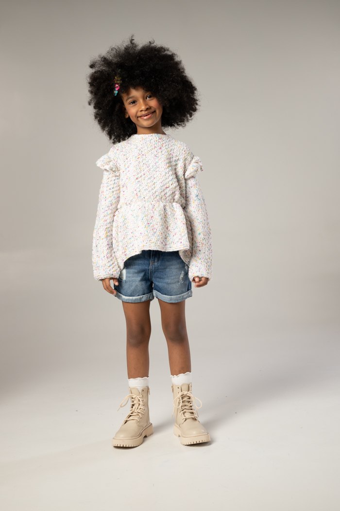 Blusa Fantasia de Tricô Infantil com Fio Baby Pop Círculo — vista frontal
