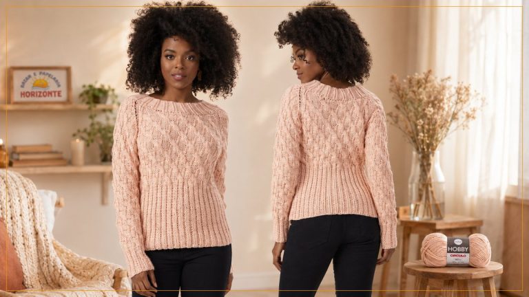 Blusa Maxibarra de Tricô com Fio Hobby Círculo – Receita com Gráfico