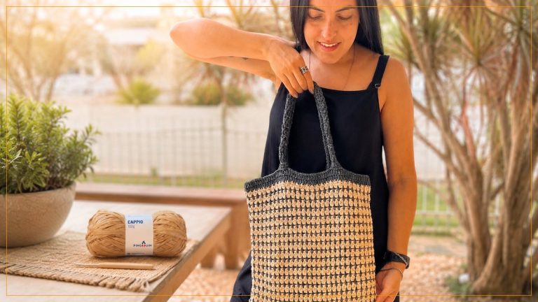Bolsa Bicolor de Crochê com Fio Cappio Pingouin – Receita