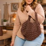 Bolsa Castanha de Crochê com Linha Liza Moda Grossa Círculo