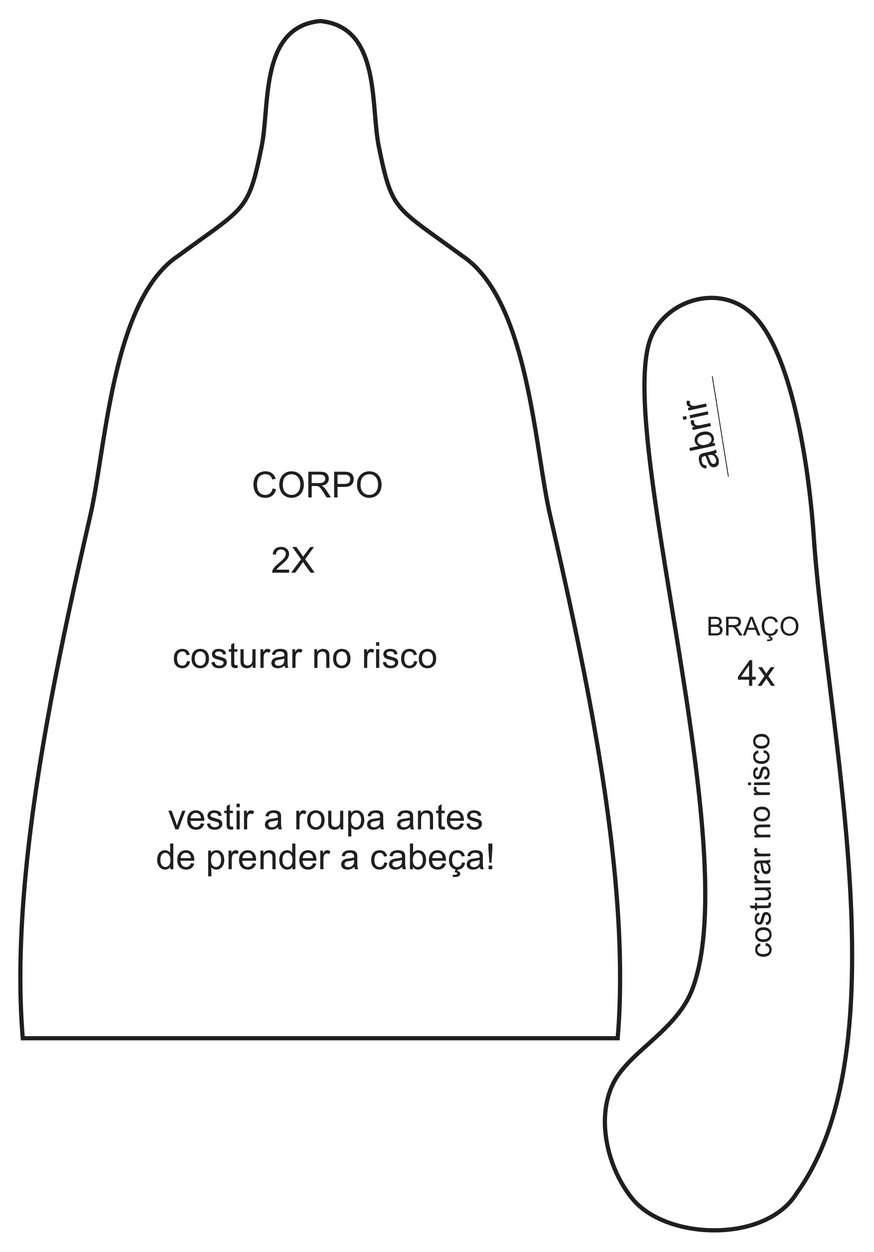 Molde Boneca Amália — corpo e braço