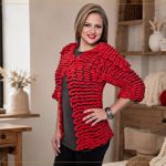 Casaco Vermelho Mangas 3/4 de Tricô – Receita com Gráfico