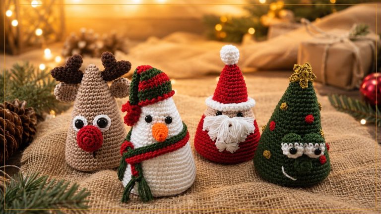Coleção de Natal em Amigurumi – Rena, Noel, Árvore e Boneco de Neve