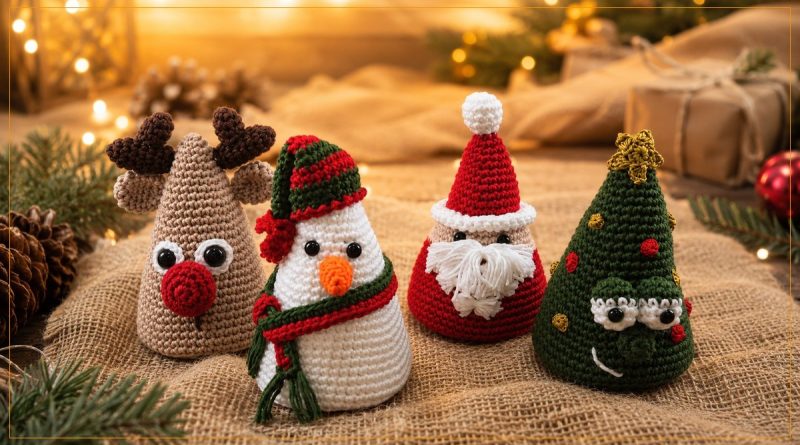 Coleção de Natal em Amigurumi — Rena, Noel, Árvore e Boneco de Neve em crochê