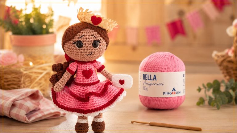 Boneca Caipira Amigurumi de Crochê com Linha Bella Amigurumi – Receita