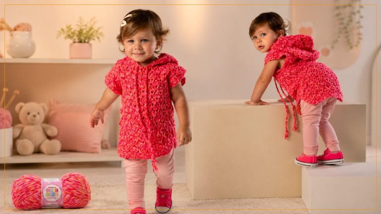 Colete com Capuz Framboesa de Crochê com Mais Bebê Cores – Receita