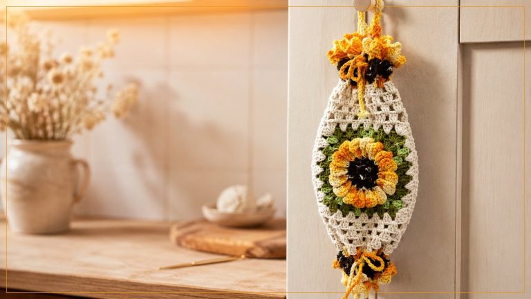 Puxa-Saco Girassol de Crochê com Barbante Barroco – Receita