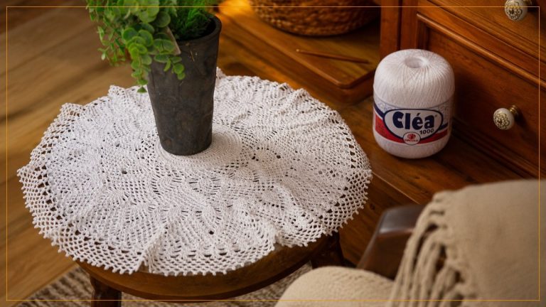 Toalha de Crochê Redonda Paz com Linha Cléa 1000 – Receita