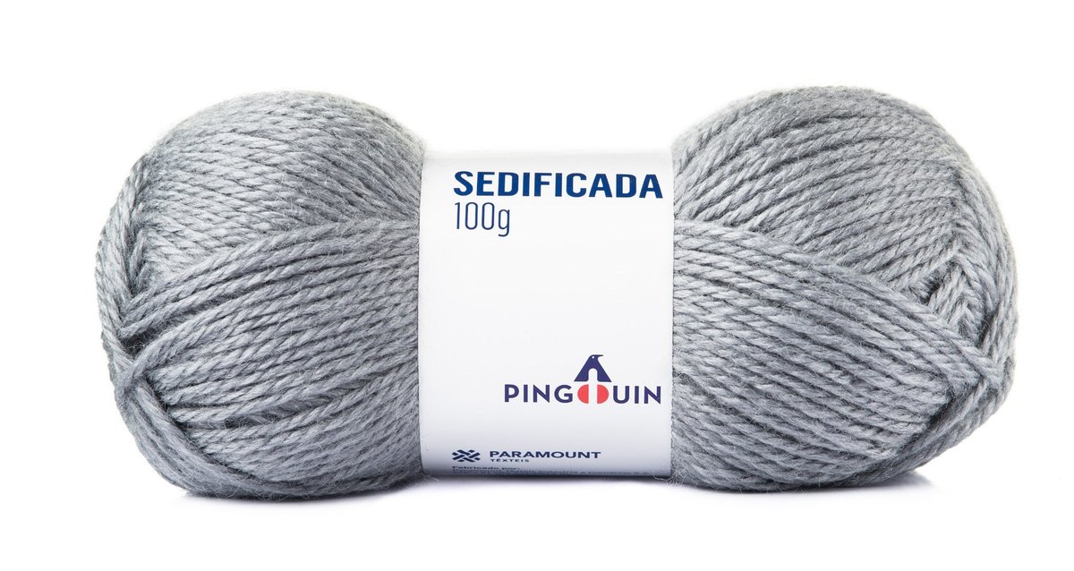 Novelo de Lã Sedificada Pingouin 100g na cor cinza