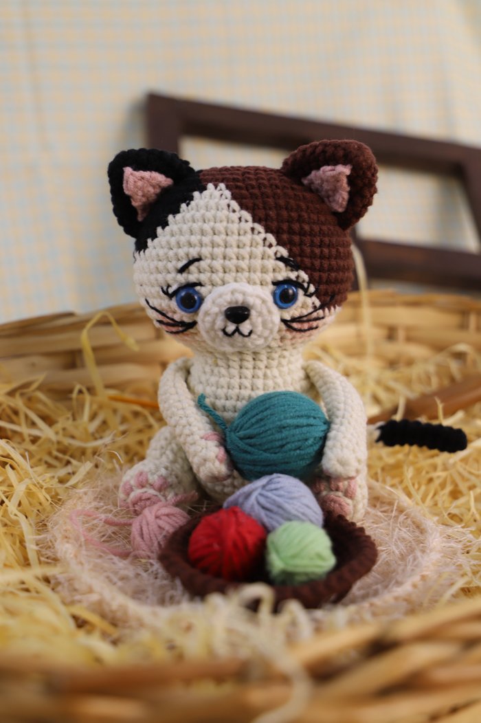 Amigurumi Gatinho Crocheteiro Malhado de Crochê com Fio Amigurumi Soft Círculo