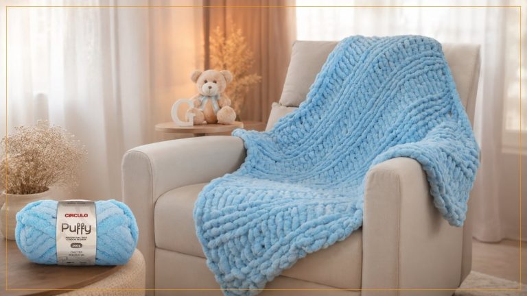 Manta de Tricô de Mão: Sem Agulha com o Novo Fio Puffy