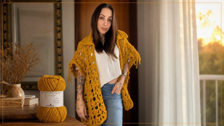 Maxi Casaco de Crochê com Fio Bromélia Pingouin – Receita com Vídeo