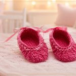 Sapatilha Rosa com Pérolas de Crochê — Linha Anne Círculo — par de sapatinhos em quarto de bebê