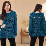 Blusa Azul Petróleo de Crochê com Fio Hobby Círculo – Receita com Gráfico