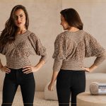 Blusa Dourada de crochê com Fio Precioso Círculo
