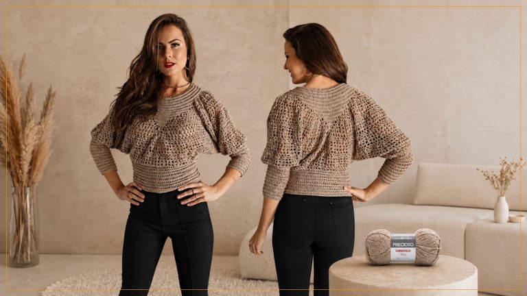 Blusa Dourada de Crochê com Fio Precioso Círculo – Receita com Gráfico
