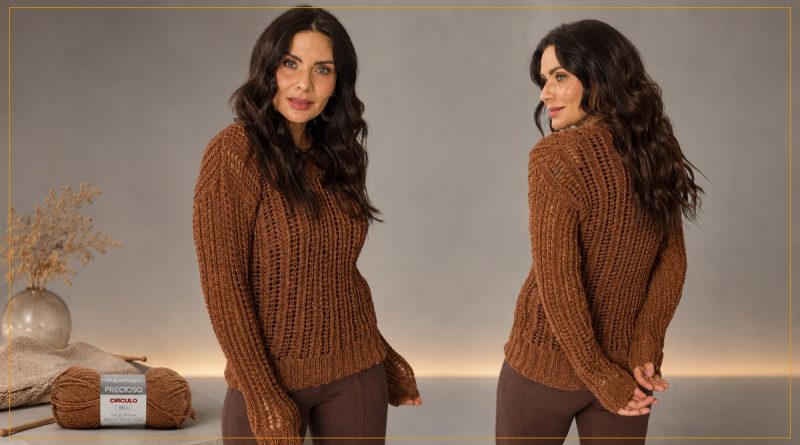 Blusa Mona de tricô com Fio Precioso Círculo