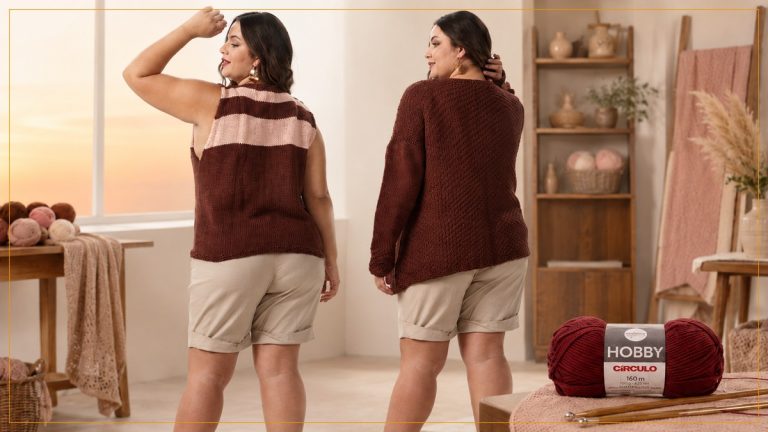 Conjunto Vic de tricô com Fio Hobby Círculo