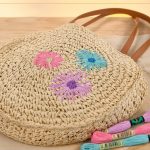 Margaridas Bordadas em Bolsa de Crochê com DMC Soft Cotton Retors Mat