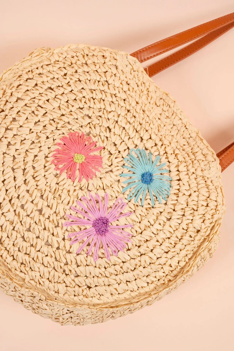 Bolsa de crochê customizada com bordado de margaridas em Linha DMC Soft Cotton Retors Mat