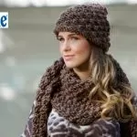 Gorro e Cachecol Marrom de Tricô – Fio Cisne Moonligth