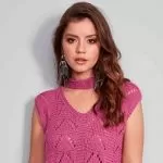 Blusa de Tricô Violeta – Barbante Barroco Maxcolor