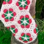 Meia De Papai Noel Em Flores Africanas – Linha Duna Brilho Ouro