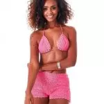Shorts de Crochê Rosa com Linha Verano
