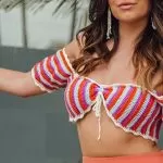 Top Listrado de Crochê com a Linha Charme
