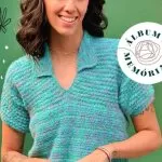 Imagem Vertical da Blusa Polo Ágape de Crochê com o Fio Aniversário