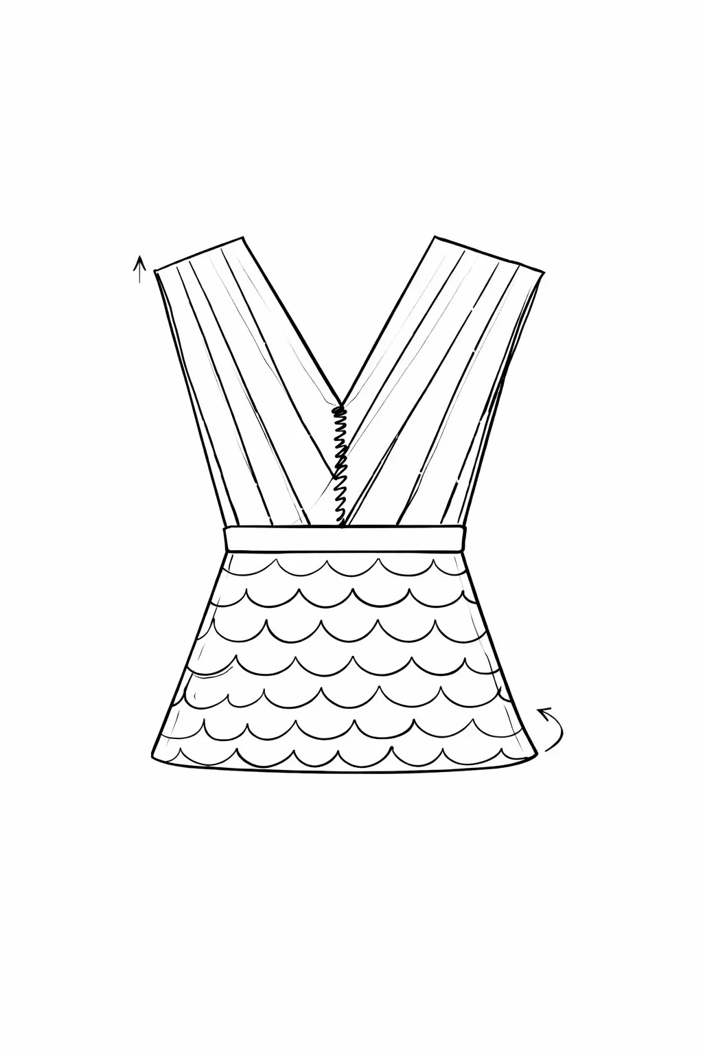 Gráfico da Blusa Concha de Crochê com esquema de medidas