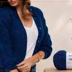 Casaco Aberto de Crochê com Brilho: Cisne Noite para o Inverno