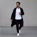 Maxicardigã masculino de tricô com Fio Hobby Círculo na cor marinho