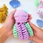 Polvo Amigurumi em crochê com Fio Cisne Amigurumi Perfeito nas cores lilás e verde água