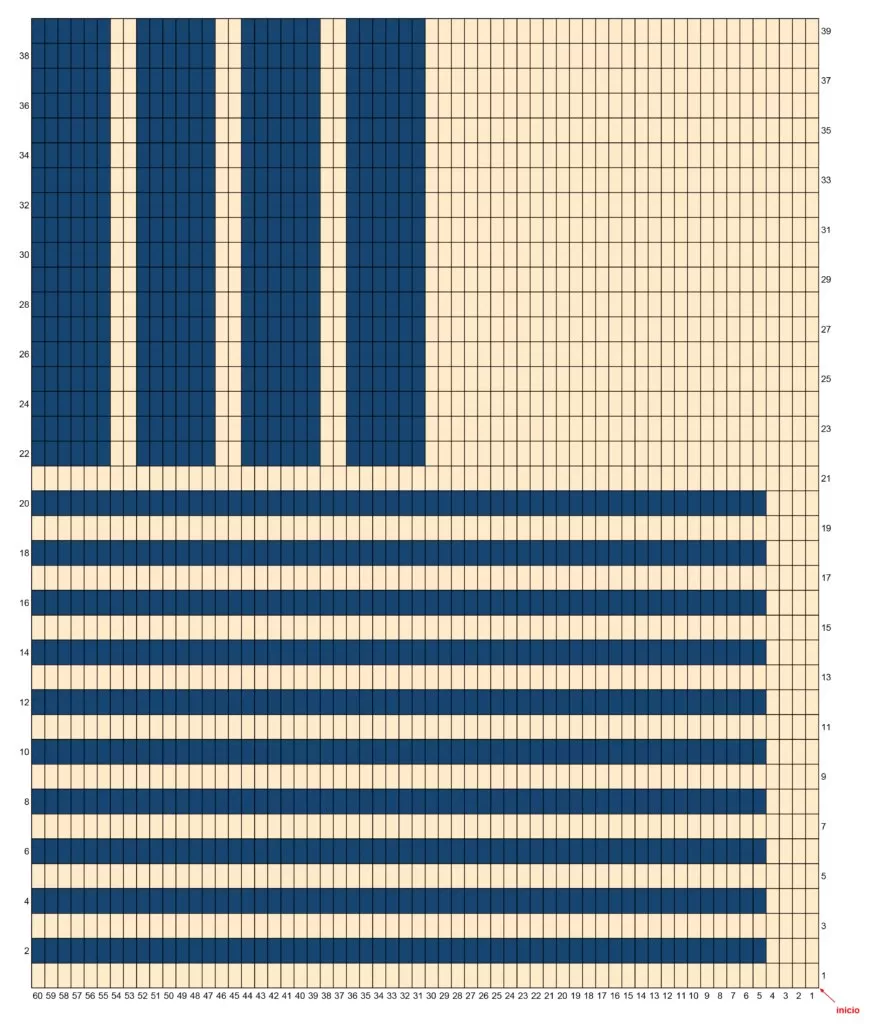 Gráfico do Jogo Americano de Crochê com fio conduzido Eco Jeans