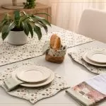 Mesa Posta Momento Café - jogo americano, trilho, guardanapo, cesta e pano de copa em patchwork