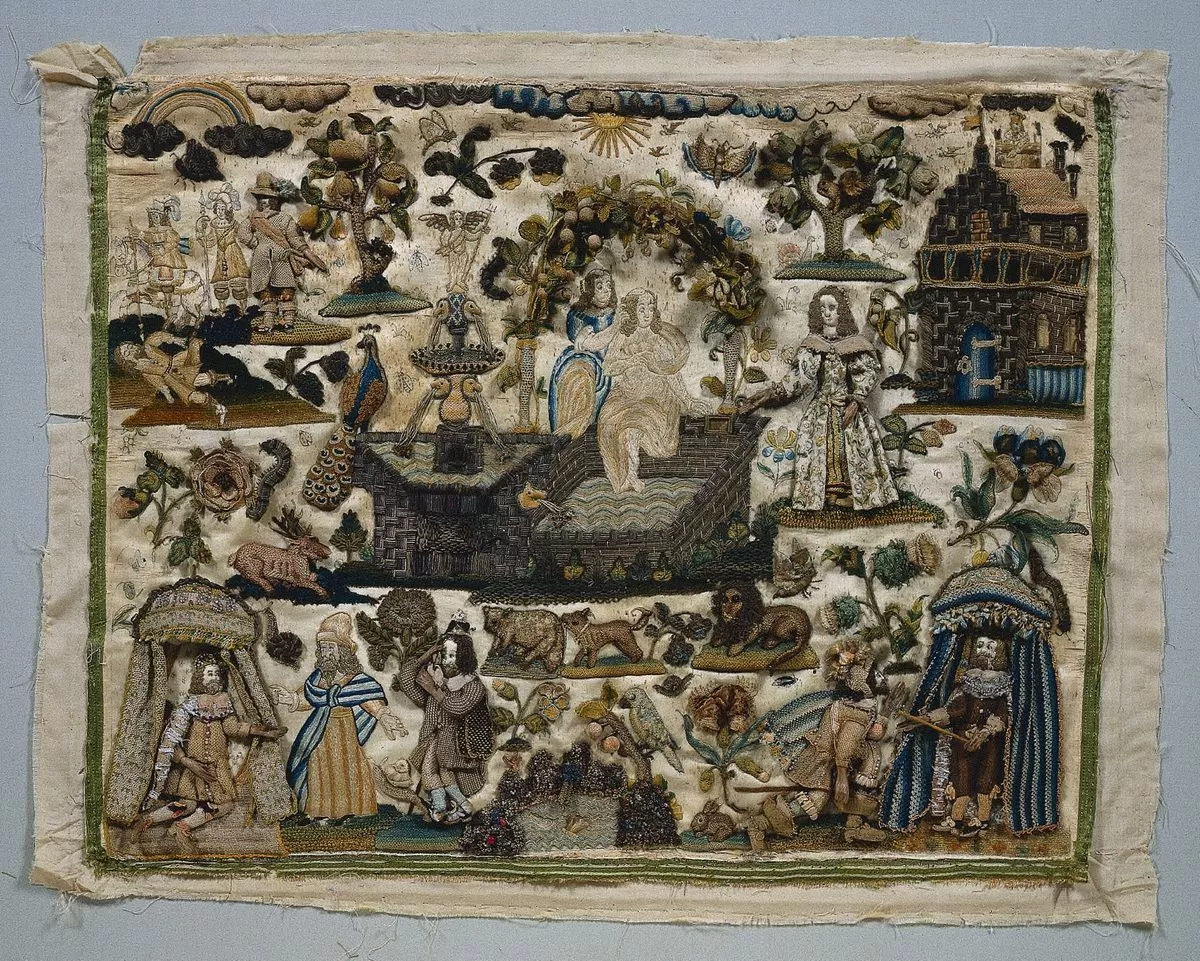 Stumpwork Panel: Story of David and Bathsheba, 1658. England. Cleveland Museum of Art, CC0