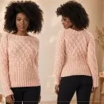Blusa Maxibarra de Tricô com Fio Hobby Círculo — frente e costas na cor bege